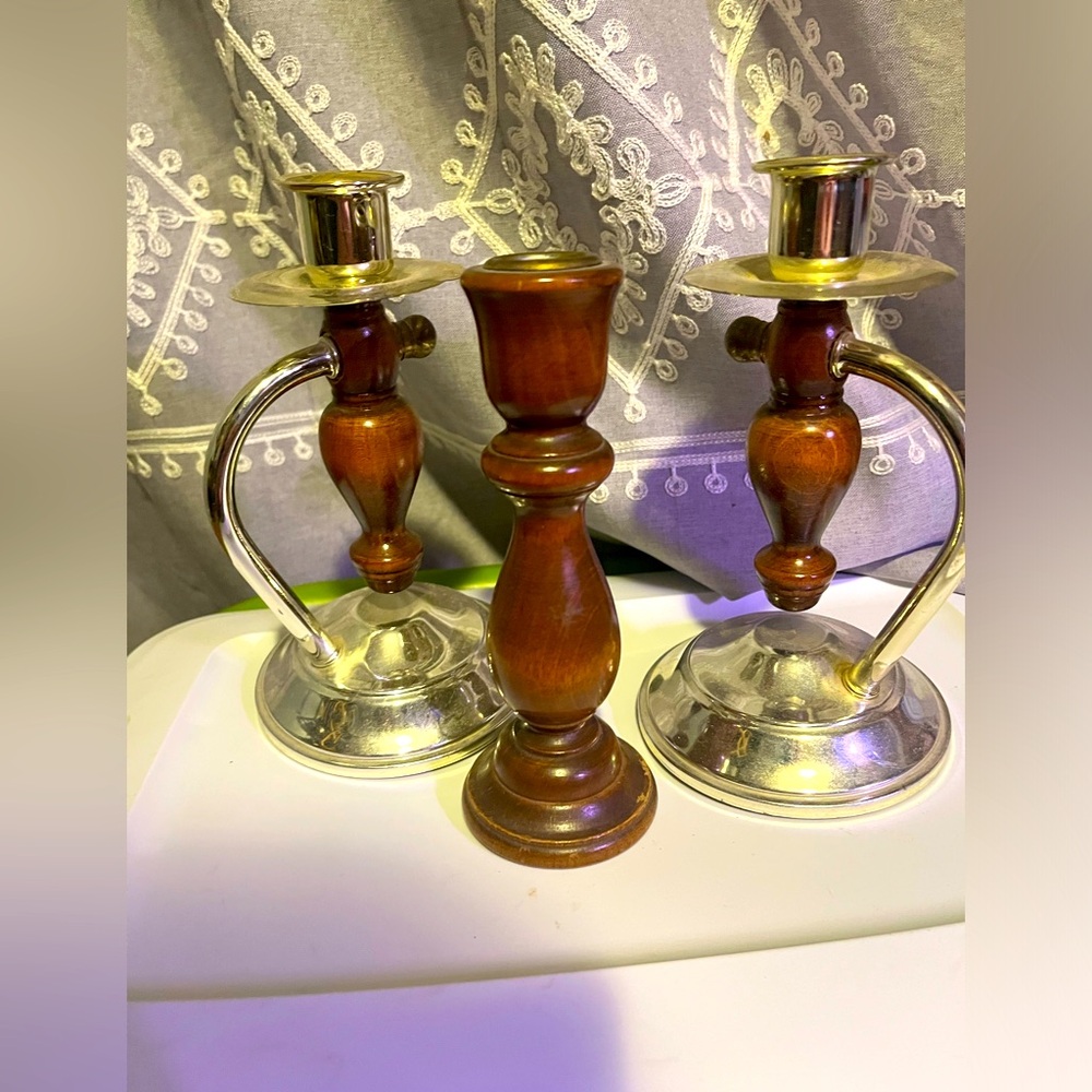 Set of 3 vintage candle holders